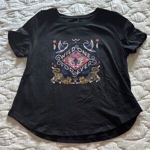Anthropologie Graphic Black and Pink Short Sleeve Tee